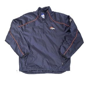 Denver Broncos Reebok 1/4 Zip‎ Pullover Jacket NFL On Field Sz Large Embroidered